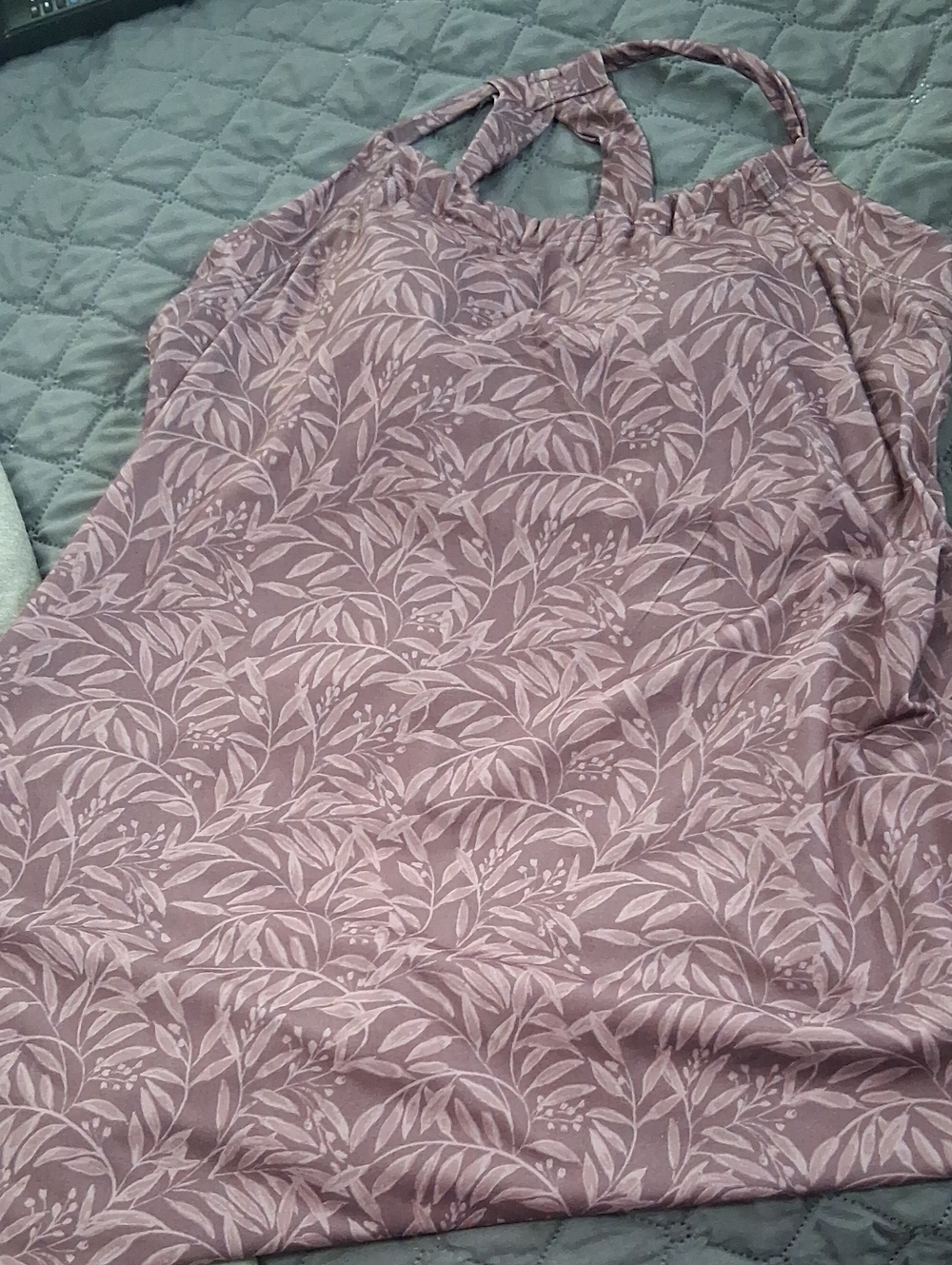 Sleeveless Lavender Leaf Print Women's Summer Dress